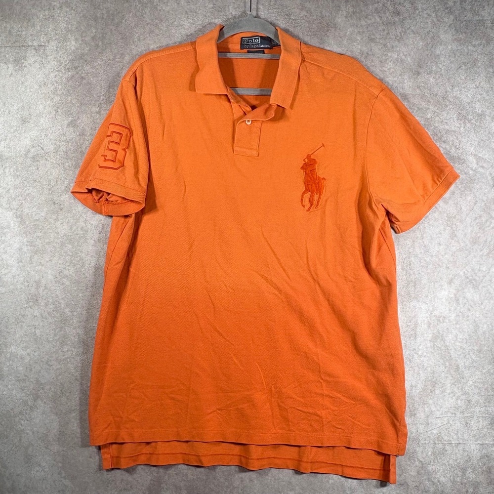 Polo Ralph Lauren Big Pony‎ Polo Shirt Mens XL Orange Custom Fit Short Sleeve
